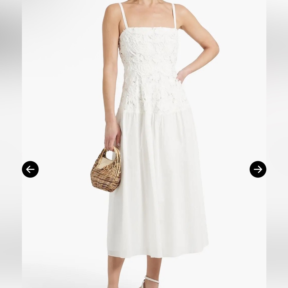 SIMKHAI WHITE Floral Embroidered Strap Maxi Dress - Picture 3 of 10